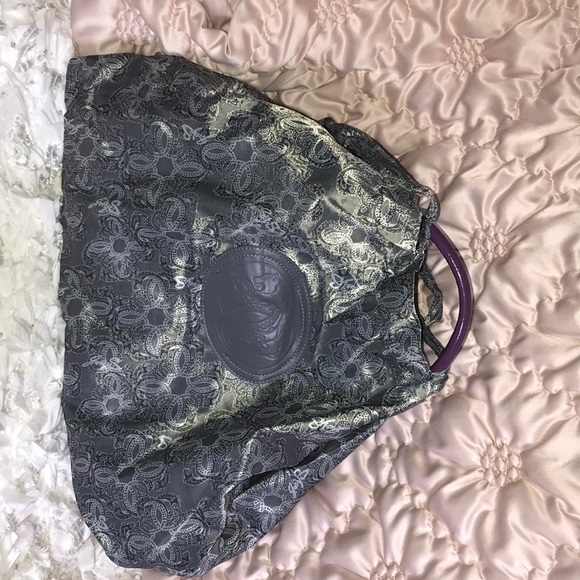 Purple and Gray Leather Dome Bag by Sharif - Picture 7 of 7